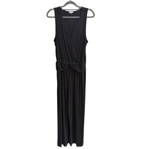 Splendid Soft Ribbed Wide Leg Black Jumpsuit One Piece Size Large